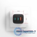 ACU-DPQ65 Ładowarka sieciowa, GaN 65W, 3x port (USB-A + dual USB-C), PD3.0/QC4+/PPS/Apple, czarna