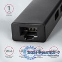 HMA-GL3A Wieloportowy hub USB 4in1, 5Gbps, 3x USB-A + GLAN, metalowy, 20cm USB-A kabel