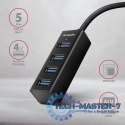 HUE-M1AL Hub 4-portowy Mini metalowy USB 3.2 Gen 1, 1.2m USB-A kabel