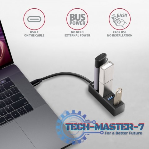 HUE-M1C Hub 4-portowy Mini metalowy USB 3.2 Gen 1, 20cm USB-C kabel HUE-M1C Hub 4-portowy Mini metalowy USB 3.2 Gen 1, 20cm USB-C kabel