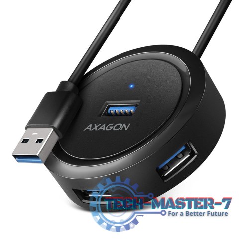 HUE-P1A Hub 4-portowy USB 3.2 Gen 1 round, 30cm USB-A kabel, microUSB dodatkowe zasilanie