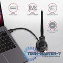 HUE-P1A Hub 4-portowy USB 3.2 Gen 1 round, 30cm USB-A kabel, microUSB dodatkowe zasilanie