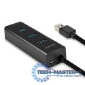 HUE-S2B Hub 4-portowy USB 3.2 Gen 1 charging hub, 30cm kabel, microUSB dodatkowe zasilanie