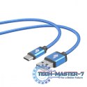 Kabel USB-USB C 1.5m niebieski sznurek premium