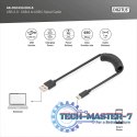 Kabel spiralny USB A/USB C, USB 2.0, PD 60W, max. 1m Czarny