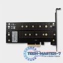 PCEM2-D Adapter wewnętrzny PCIe x4, 1x M.2 NVMe M-key + 1x SATA B-key slot, SP & LP