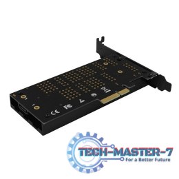 PCEM2-DC Adapter wewnętrzny PCIe x4, 1x M.2 NVMe M-key + 1x SATA B-key slot, chłodnica, SP & LP + radiator