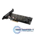 PCEM2-DC Adapter wewnętrzny PCIe x4, 1x M.2 NVMe M-key + 1x SATA B-key slot, chłodnica, SP & LP + radiator