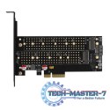 PCEM2-DC Adapter wewnętrzny PCIe x4, 1x M.2 NVMe M-key + 1x SATA B-key slot, chłodnica, SP & LP + radiator