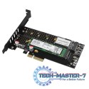 PCEM2-DC Adapter wewnętrzny PCIe x4, 1x M.2 NVMe M-key + 1x SATA B-key slot, chłodnica, SP & LP + radiator