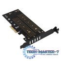 PCEM2-DC Adapter wewnętrzny PCIe x4, 1x M.2 NVMe M-key + 1x SATA B-key slot, chłodnica, SP & LP + radiator