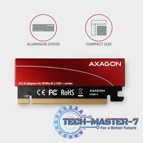 PCEM2-S Adapter wewnętrzny PCIe x16, 1x M.2 NVMe M-key slot aluminiowa osłona PCEM2-S Adapter wewnętrzny PCIe x16, 1x M.2 NVMe M-key slot aluminiowa osłona