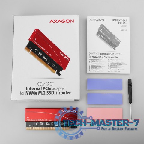 PCEM2-S Adapter wewnętrzny PCIe x16, 1x M.2 NVMe M-key slot aluminiowa osłona PCEM2-S Adapter wewnętrzny PCIe x16, 1x M.2 NVMe M-key slot aluminiowa osłona