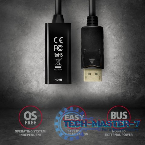 RVD-HI14N Adapter aktywny Displayport -> HDMI 1,4, 4K/30HZ RVD-HI14N Adapter aktywny Displayport -> HDMI 1,4, 4K/30HZ