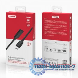 Przedłużacz USB-C 3.1 GEN 2; 4K; PD 100W; 0,5m; M/F; C14086BK