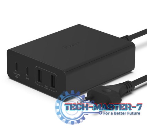 Ładowarka 108W 4-porty GaN 2xUSB- A 2xUSB-C czarna Ładowarka 108W 4-porty GaN 2xUSB- A 2xUSB-C czarna