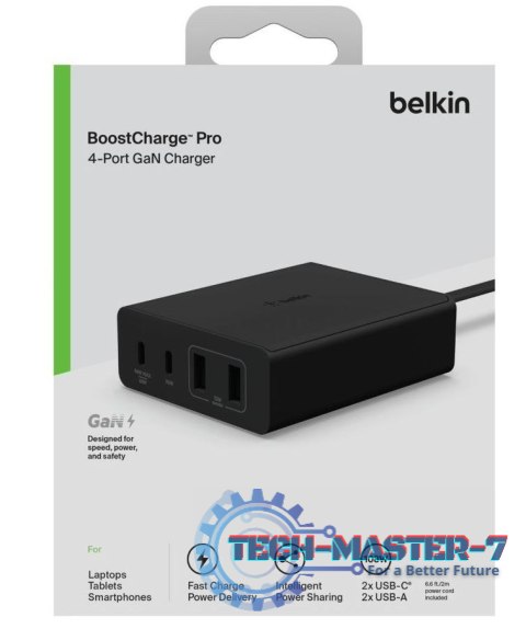 Ładowarka 108W 4-porty GaN 2xUSB- A 2xUSB-C czarna Ładowarka 108W 4-porty GaN 2xUSB- A 2xUSB-C czarna