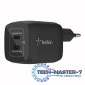 Ładowarka podwójna ścienna 45W USB-C GAN z PPS czarna