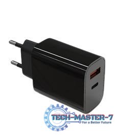 Ładowarka sieciowa 2x3A USB C + USB A Power Delivery czarna
