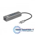 Adapter USB C - RJ45 + 3xUSB A - 1000 Mb/s