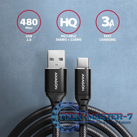 BUCM-AM20AB Kabel USB-C - USB-A, 2m, USB 2.0, 3A, ALU, oplot, Czarny BUCM-AM20AB Kabel USB-C - USB-A, 2m, USB 2.0, 3A, ALU, oplot, Czarny