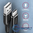 BUCM-AM20AB Kabel USB-C - USB-A, 2m, USB 2.0, 3A, ALU, oplot, Czarny