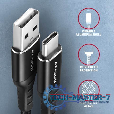 BUCM-AM20AB Kabel USB-C - USB-A, 2m, USB 2.0, 3A, ALU, oplot, Czarny BUCM-AM20AB Kabel USB-C - USB-A, 2m, USB 2.0, 3A, ALU, oplot, Czarny