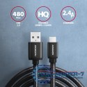 BUMM-AM10AB Kabel MicroUSB - USB-A, 1m, USB 2.0, 2.4A, ALU, oplot, Czarny
