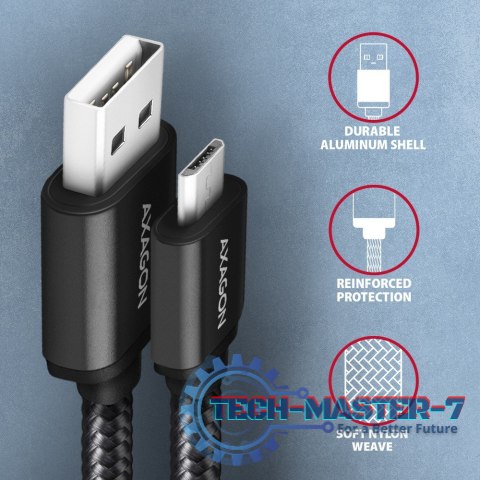 BUMM-AM10AB Kabel MicroUSB - USB-A, 1m, USB 2.0, 2.4A, ALU, oplot, Czarny BUMM-AM10AB Kabel MicroUSB - USB-A, 1m, USB 2.0, 2.4A, ALU, oplot, Czarny
