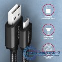 BUMM-AM20AB Kabel MicroUSB - USB A, 2m, USB 2.0, 2.4A, ALU, oplot Czarny