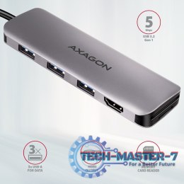 HMC-HCR3A Wieloportowy hub 3x USB-A + HDMI + SD/microSD, USB-C 3.2 Gen1, 20cm USB-C kabel