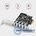 PCEU-43RS Kontroler PCIe 4x port USB 3.2 GEN 1, UASP, chipset Renesas, 15-pin SATA zasilacz, dual power