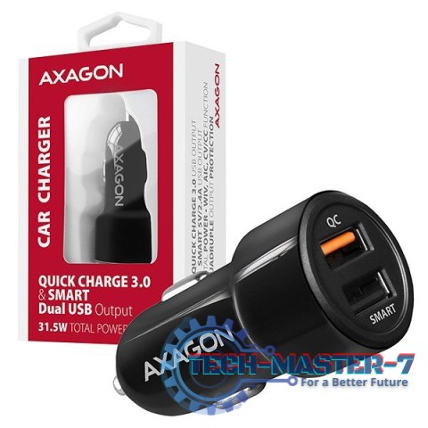 PWC-QC5 Ładowarka samochodowa QUICK SMART 31.5W, 2x port QC3.0/AFC/FCP + 5V-2.6A PWC-QC5 Ładowarka samochodowa QUICK SMART 31.5W, 2x port QC3.0/AFC/FCP + 5V-2.6A