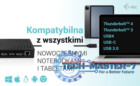 Stacja dokująca USB 3.0 / USB-C / Thunderbolt, 3 x 4K Gen 2 + zasilanie 100 W Stacja dokująca USB 3.0 / USB-C / Thunderbolt, 3 x 4K Gen 2 + zasilanie 100 W