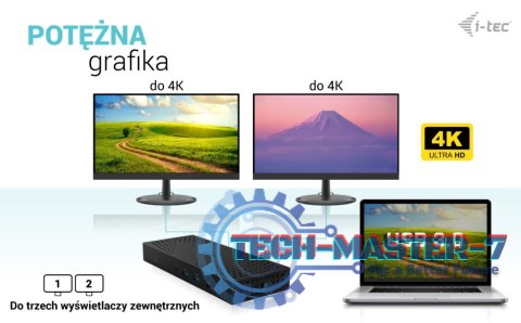 Stacja dokująca USB 3.0 / USB-C / Thunderbolt, 3 x 4K Gen 2 + zasilanie 100 W Stacja dokująca USB 3.0 / USB-C / Thunderbolt, 3 x 4K Gen 2 + zasilanie 100 W