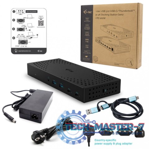 Stacja dokująca USB 3.0 / USB-C / Thunderbolt, 3 x 4K Gen 2 + zasilanie 100 W Stacja dokująca USB 3.0 / USB-C / Thunderbolt, 3 x 4K Gen 2 + zasilanie 100 W