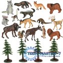 Figurki zwierząt zwierzęta zoo safari farma akcesoria skrzynka 19 el.
