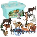 Figurki zwierząt zwierzęta zoo safari farma akcesoria skrzynka 19 el.
