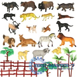 Figurki zwierząt zwierzęta zoo safari farma akcesoria skrzynka 31 el.