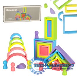 Klocki drewniane edukacyjne układanka tęcza puzzle montessori tęcza kolorowe