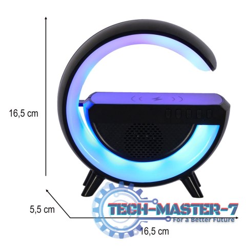 Lampka LED Gamingowa RGB głośnik ładowarka indukcyjna czarna Lampka LED Gamingowa RGB głośnik ładowarka indukcyjna czarna