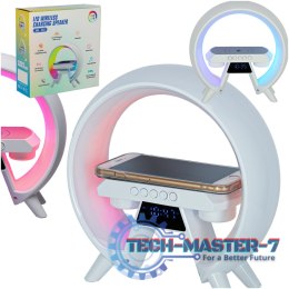 Lampka LED Gamingowa RGB głośnik ładowarka indukcyjna radio budzik zegar