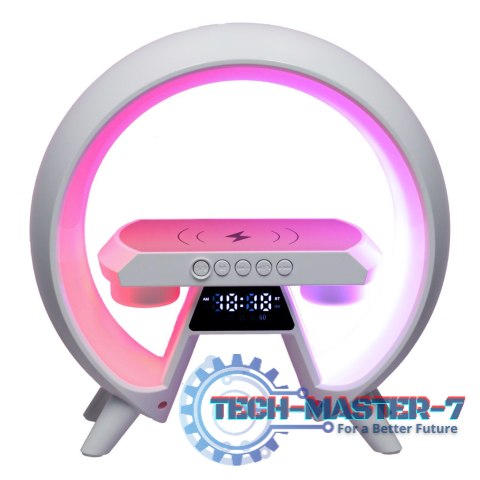 Lampka LED Gamingowa RGB głośnik ładowarka indukcyjna radio budzik zegar Lampka LED Gamingowa RGB głośnik ładowarka indukcyjna radio budzik zegar