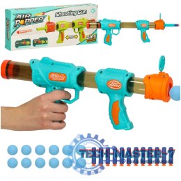 Pistolet na kulki karabin na piankowe naboje solidny dla dzieci gra 2w1 niebieski