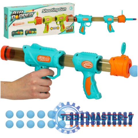 Pistolet na kulki karabin na piankowe naboje solidny dla dzieci gra 2w1 niebieski Pistolet na kulki karabin na piankowe naboje solidny dla dzieci gra 2w1 niebieski