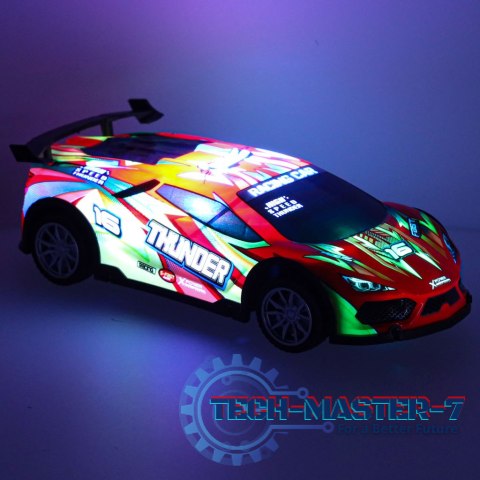 Samochód RC sportowy zdalnie sterowany na pilot auto wyścigowe drift z LED światłami czerwony Samochód RC sportowy zdalnie sterowany na pilot auto wyścigowe drift z LED światłami czerwony