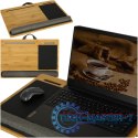 Stolik pod laptopa przenośny taca do łóżka na kolana podstawka drewniany z poduszką