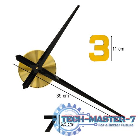 Zegar ścienny naklejany DIY regulowany 100-120 cm czarny złoty 12 cyfr Zegar ścienny naklejany DIY regulowany 100-120 cm czarny złoty 12 cyfr
