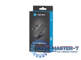 Hub USB-C 4 porty Mayfly czarny + adapter USB-A