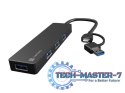 Hub USB-C 4 porty Mayfly czarny + adapter USB-A